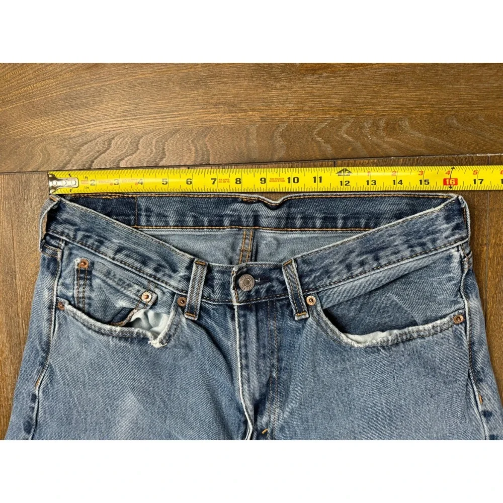 Classic Levi's 505 Distressed Men's 34x34 Light Blue Distressed Straight Leg